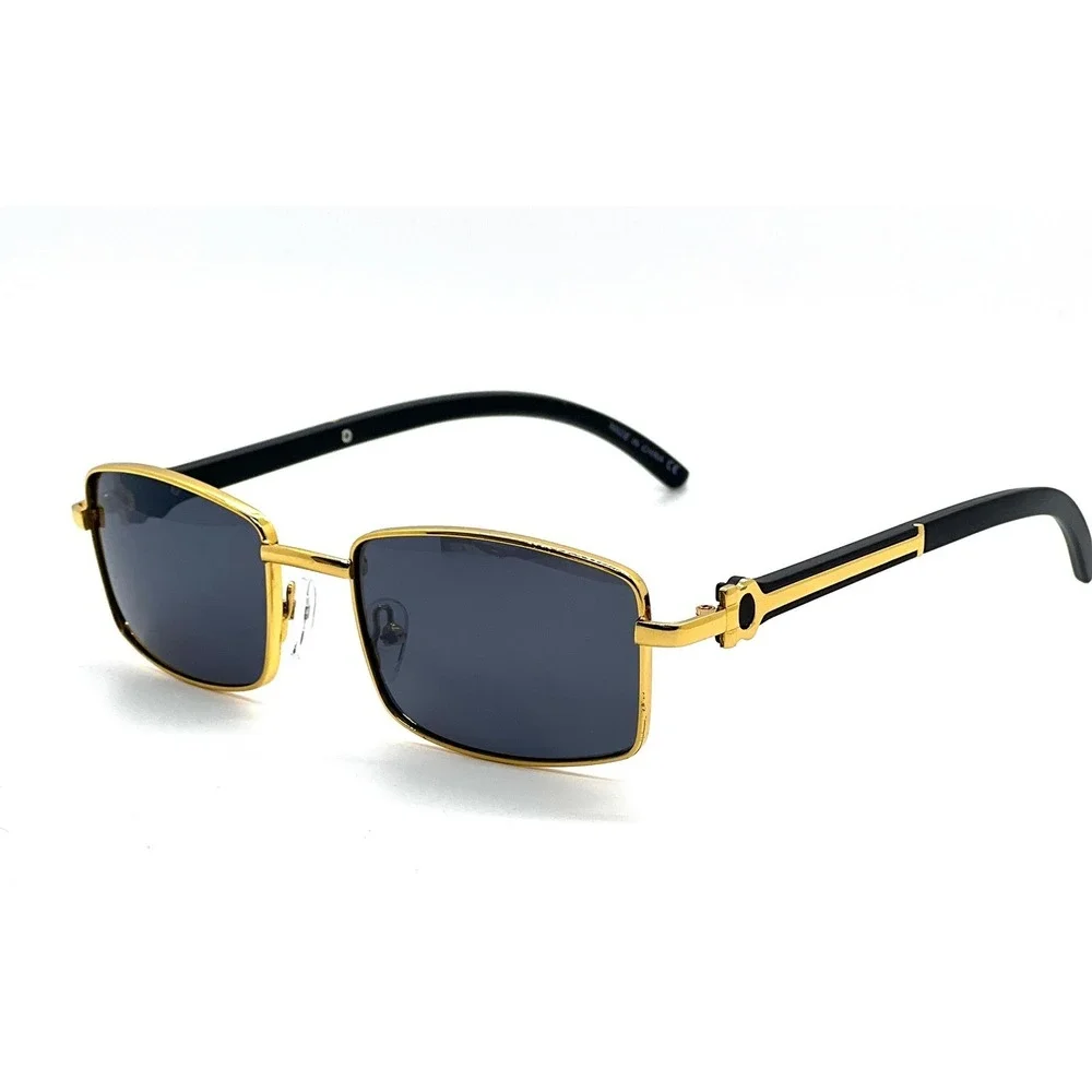 Mens Gold Frame Rectangle Sunglasses Fashion Modern Style Sun Glasses Shades New